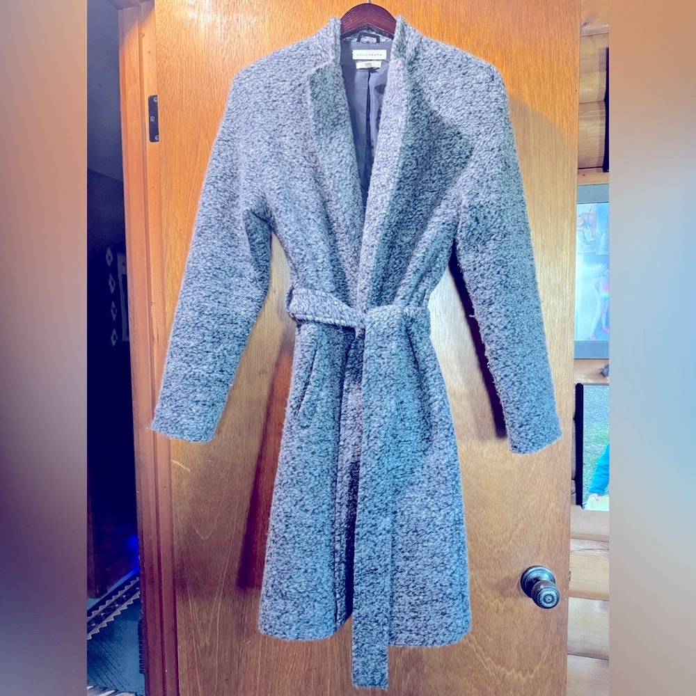 NWOT Gray Belted Wrap Teddy Trench Coat Jacket